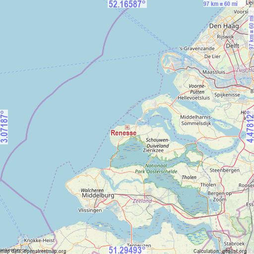 Renesse on map