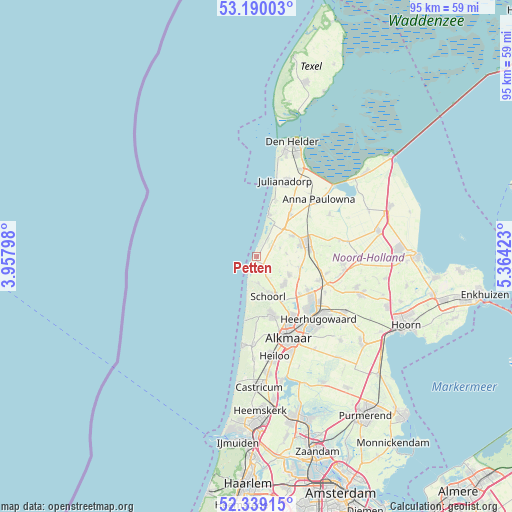 Petten on map