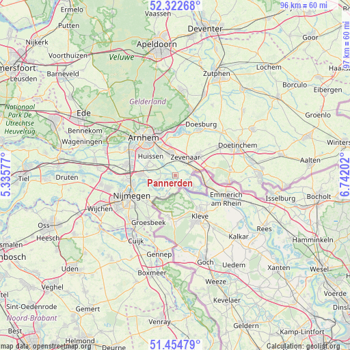 Pannerden on map