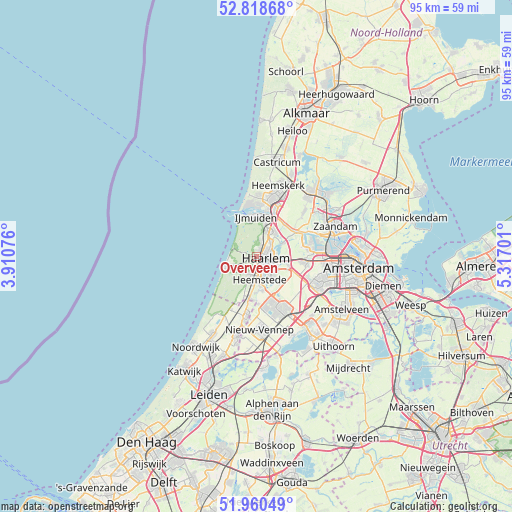 Overveen on map