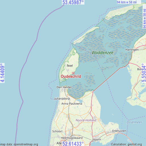 Oudeschild on map