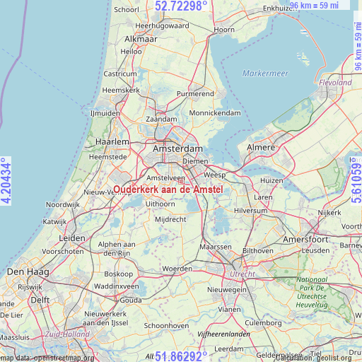 Ouderkerk aan de Amstel on map
