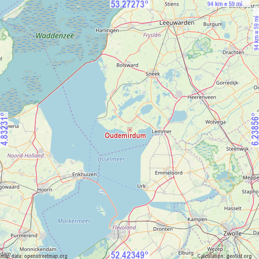 Oudemirdum on map