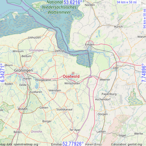Oostwold on map