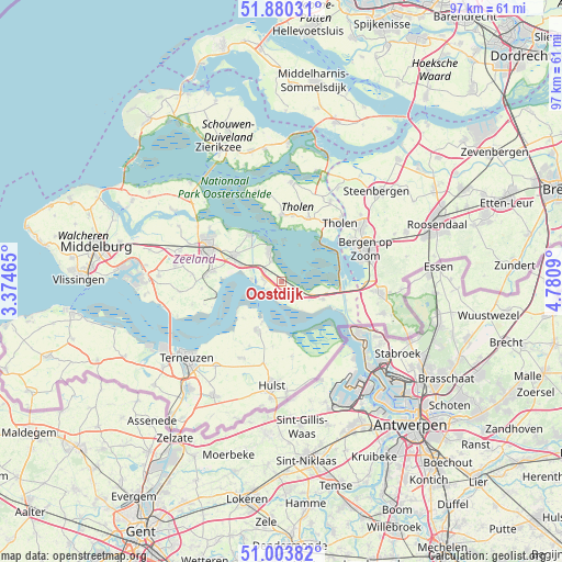 Oostdijk on map