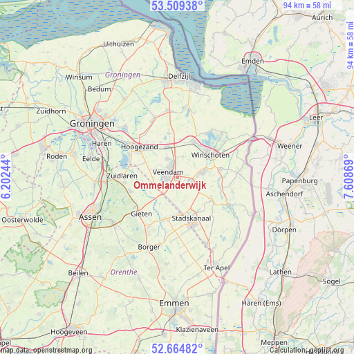 Ommelanderwijk on map