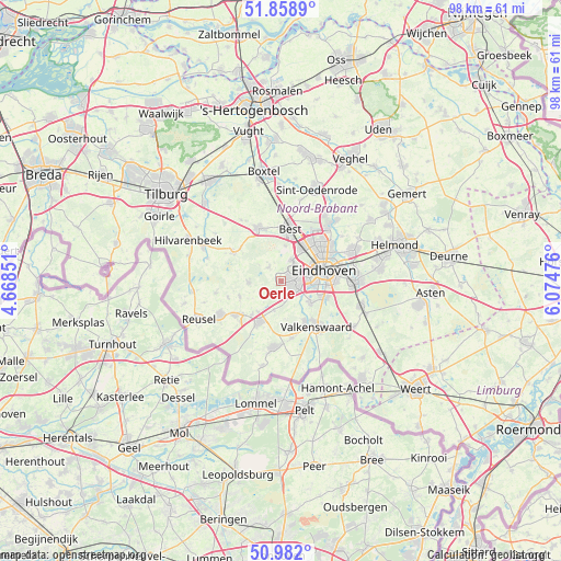 Oerle on map