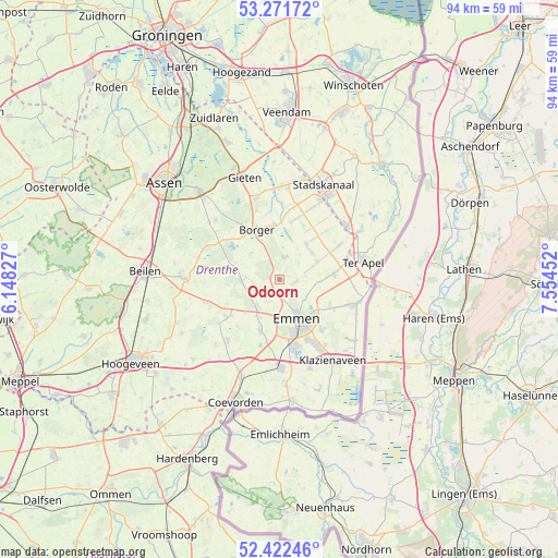 Odoorn on map