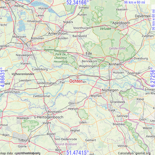 Ochten on map