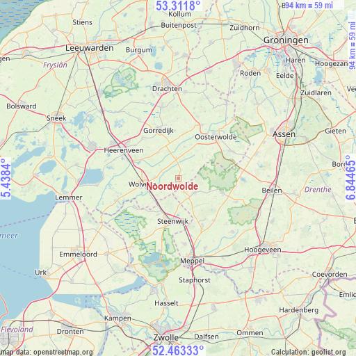 Noordwolde on map