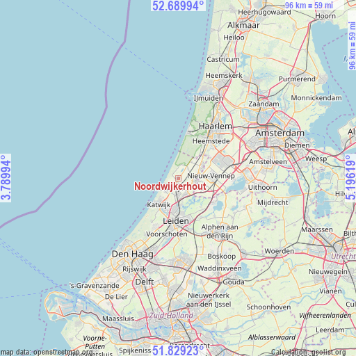 Noordwijkerhout on map