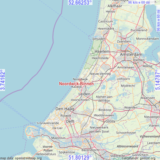 Noordwijk-Binnen on map