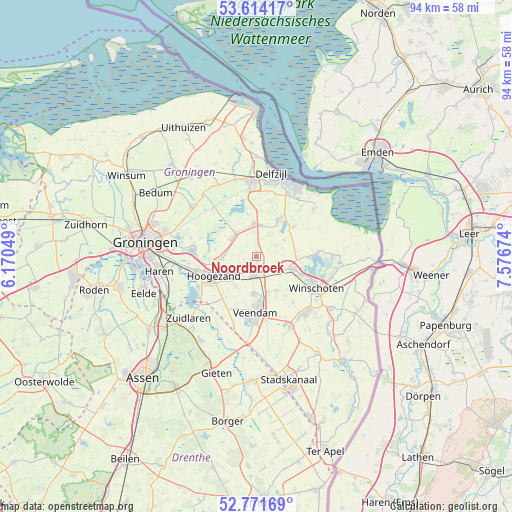Noordbroek on map
