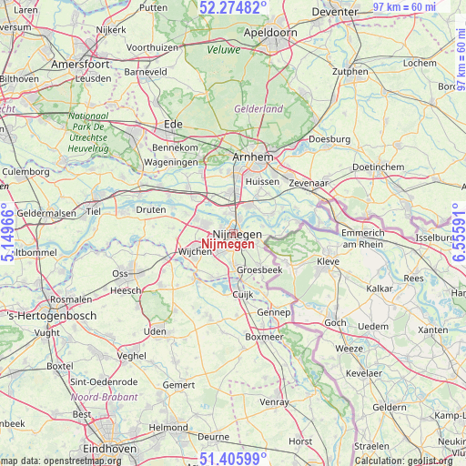 Nijmegen on map
