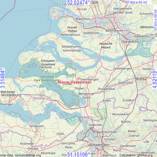 Nieuw-Vossemeer on map