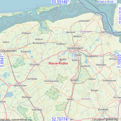 Nieuw-Roden on map