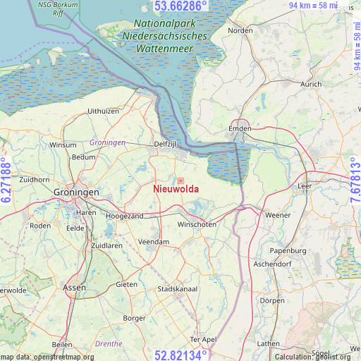 Nieuwolda on map