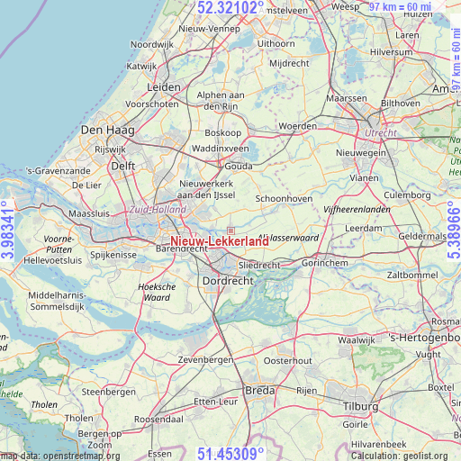Nieuw-Lekkerland on map