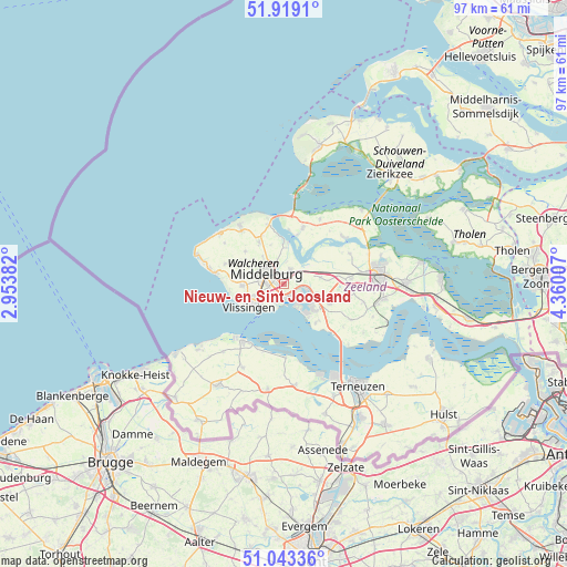 Nieuw- en Sint Joosland on map