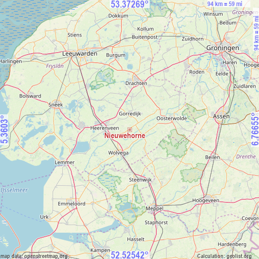 Nieuwehorne on map