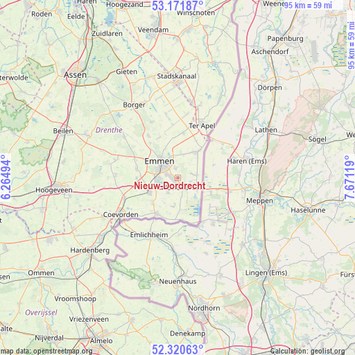 Nieuw-Dordrecht on map