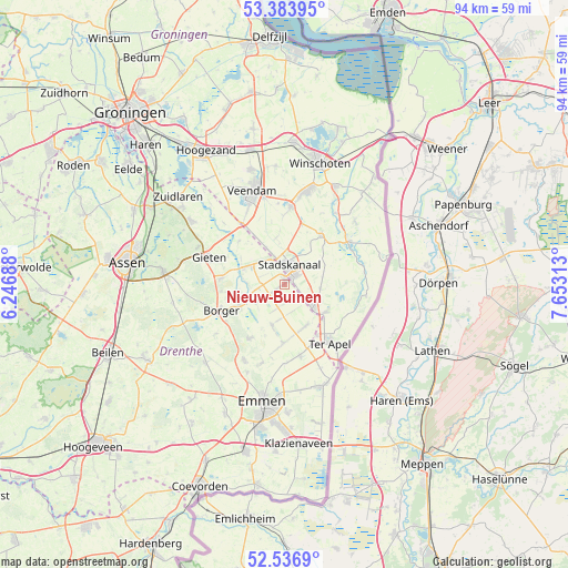 Nieuw-Buinen on map