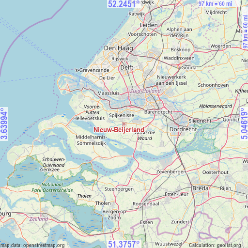 Nieuw-Beijerland on map