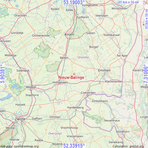 Nieuw-Balinge on map