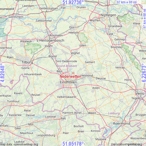 Nederwetten on map