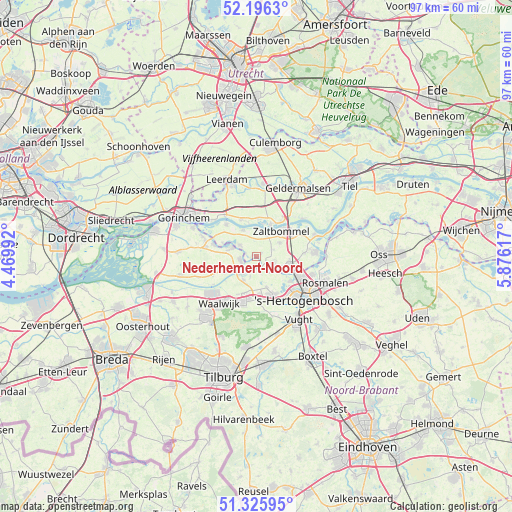 Nederhemert-Noord on map