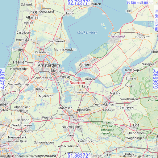 Naarden on map