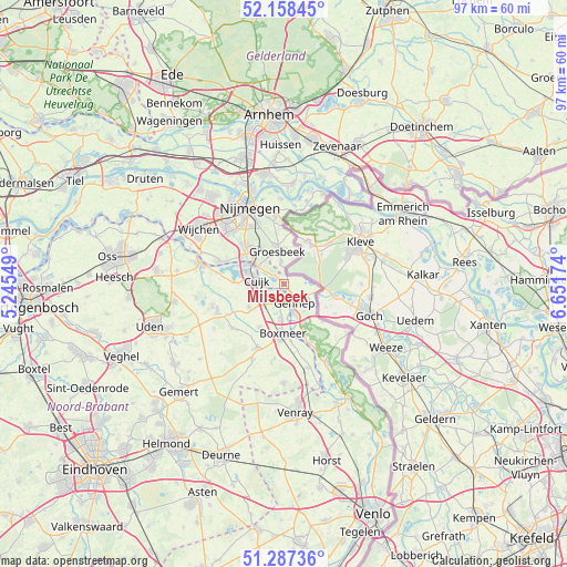 Milsbeek on map