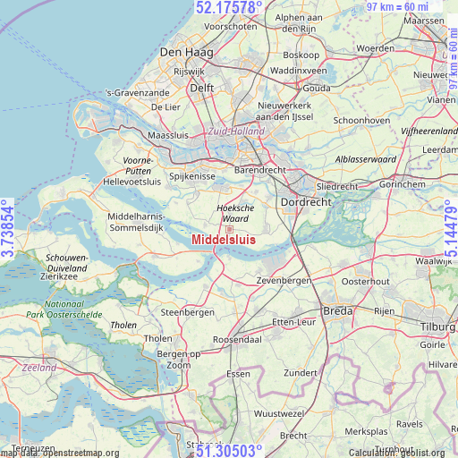 Middelsluis on map