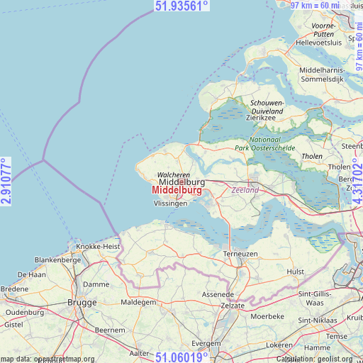 Middelburg on map