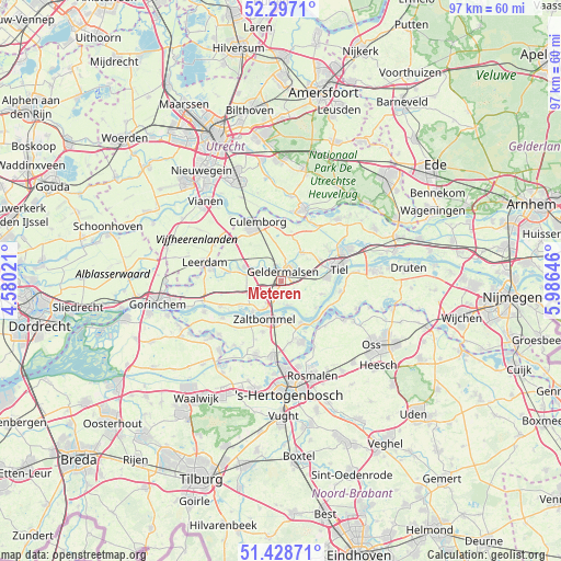 Meteren on map