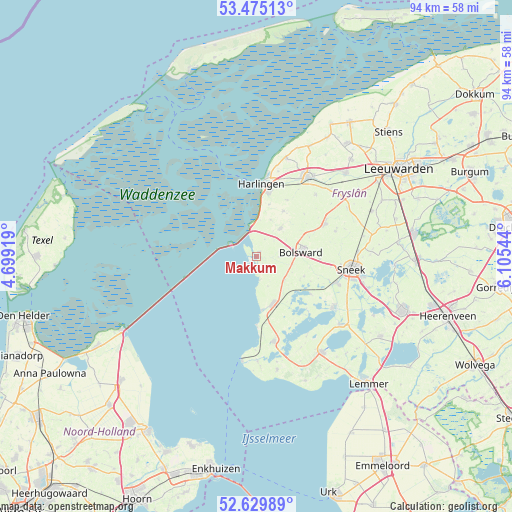 Makkum on map