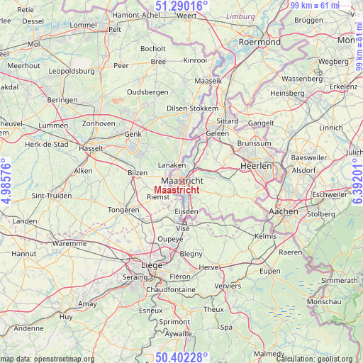 Maastricht on map