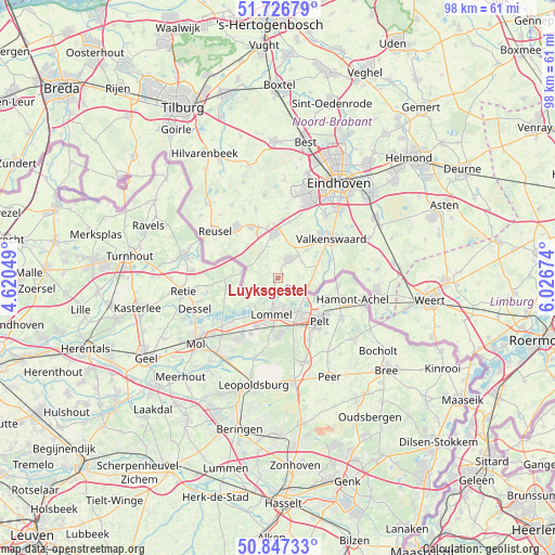 Luyksgestel on map