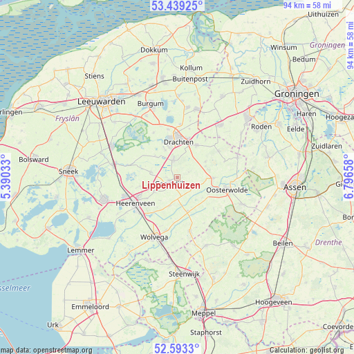 Lippenhuizen on map