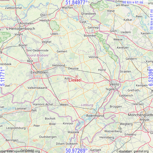 Liessel on map