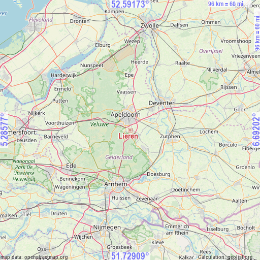 Lieren on map