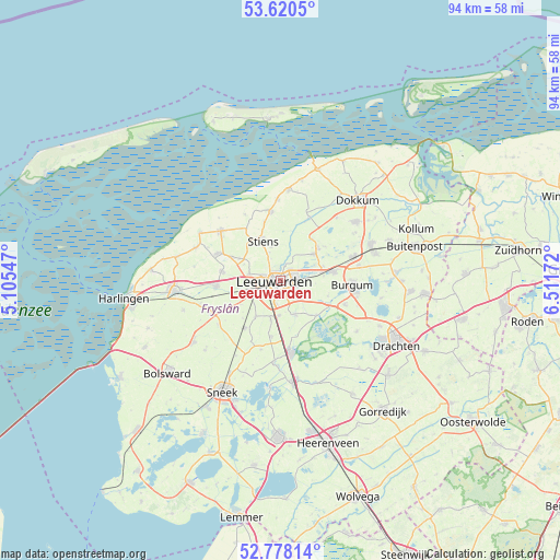 Leeuwarden on map