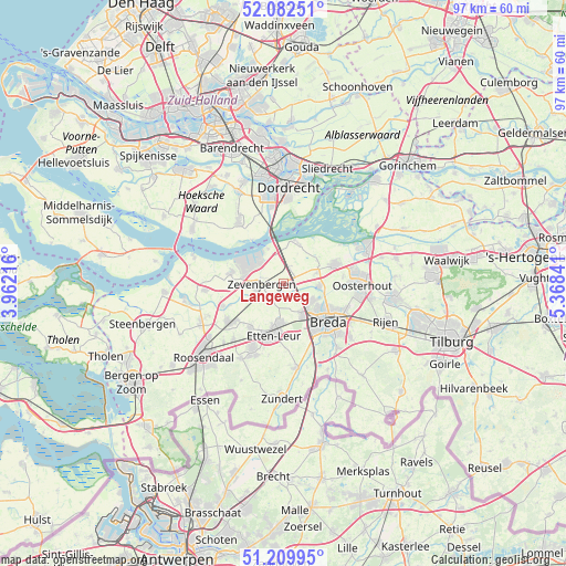 Langeweg on map