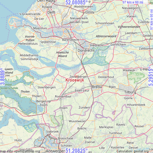 Krooswijk on map