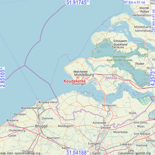 Koudekerke on map