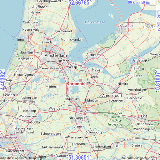 Kortenhoef on map