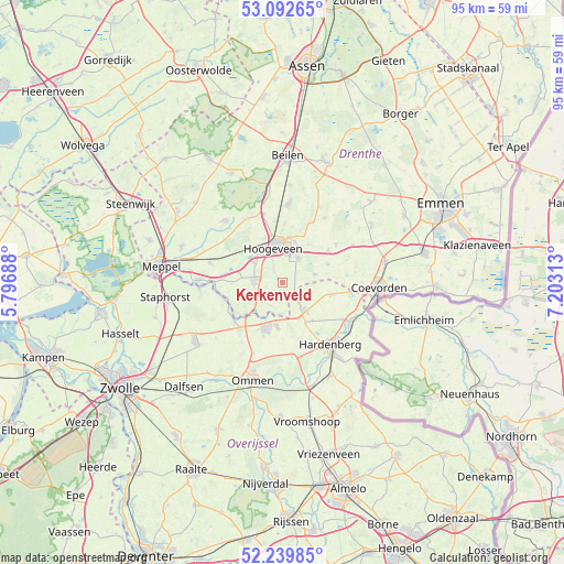 Kerkenveld on map