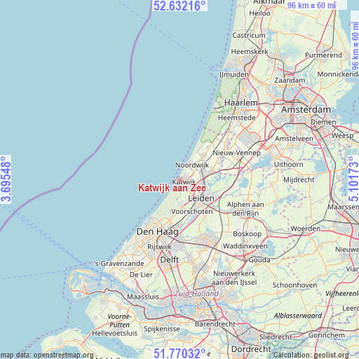 Katwijk aan Zee on map