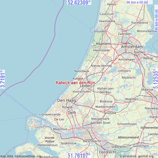 Katwijk aan den Rijn on map