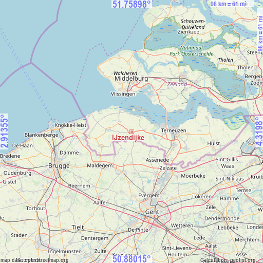 IJzendijke on map